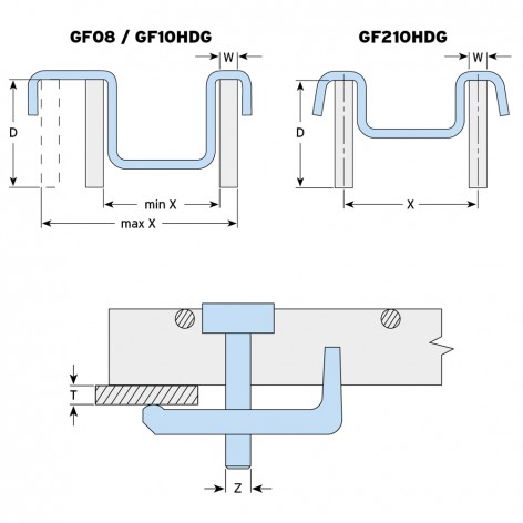 LINDAPTER® floor fasteners Type GF Gratefast M10 Hot-dip galvanized