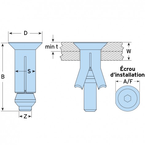 Hollo-Bolt LINDAPTER® Type HB FlushFit M10 Tool Zinc-plated white