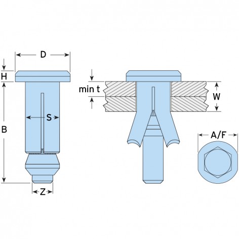 Hollo-Bolt LINDAPTER® Type HB Countersunk screw head M16 Size 2 Stainless steel
