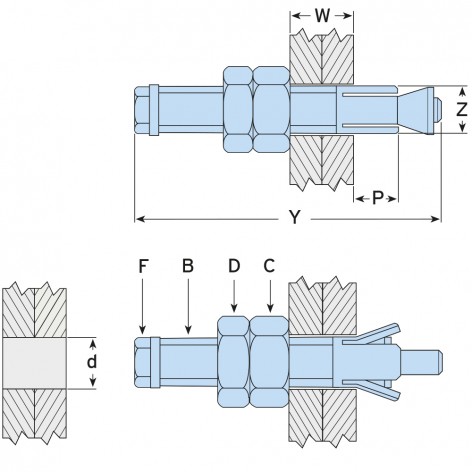 Hollo-Bolt LINDAPTER® Type LB2 Lindibolt 2 M16 Stainless steel