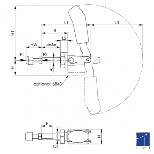 N°6844 N°2 sliding rod clamp, AMF® steel