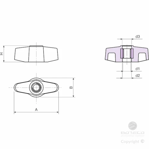 BOUTON PAPILLON LARGE A INSERT DEBOUCHANT  REF L755-48M8