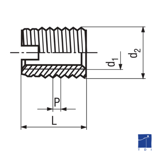 302 M5 X 0.80 brass ENSAT® self-tapping socket