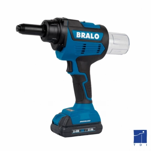 Professional portable riveter with LI-ION 4.0 Ah BRALO © battery