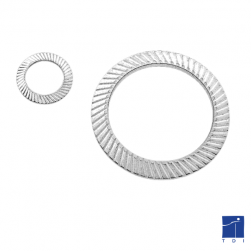 Double notched conical washer type S white zinc plated steel chrome free 6