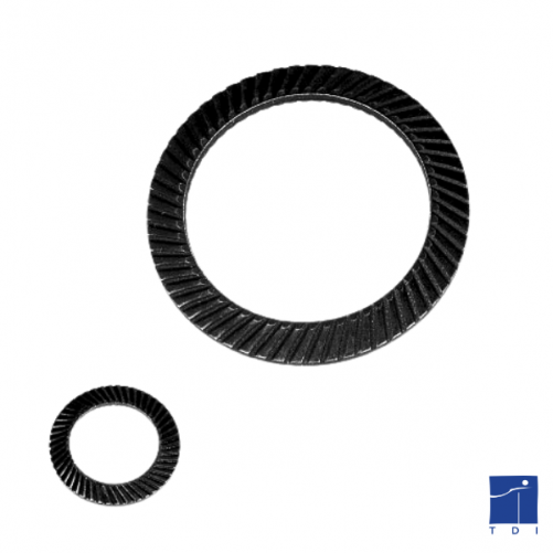 Conical washer with double notch 16mm spring steel zinc nickel black reinforced