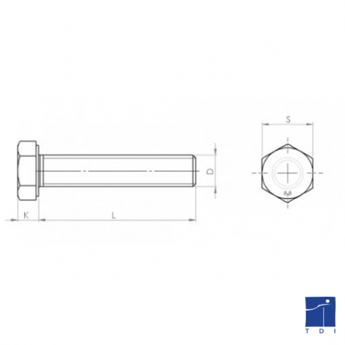 Fully threaded hexagon head screw DIN 933 M10 X 1.50 X 35mm cl. 8.8 Zinc nickel grey