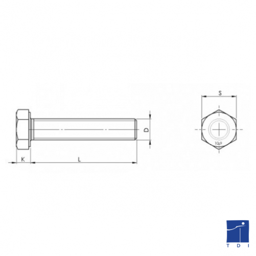 Vis tête hexagonale entièrement filetée DIN 933 M30 X 3.50 X 100mm cl. 8.8 galvanisé à chaud