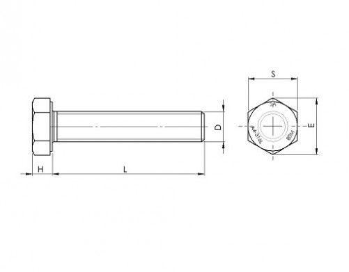 Fully threaded hex head screw ISO 4017 M27 X 3.00 X 120mm 316L80 BUMAX 88® stainless steel