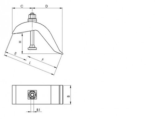 Powerful long adjustable clamp n°2807 21mm X 175mm forged, heat-treated and tempered steel