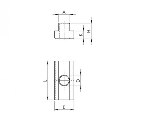 Long series T-slot cleat N°508L 6mm X 8mm heat-treated steel Cl.10