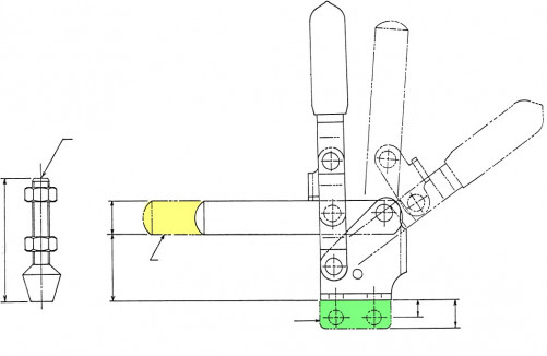 HV 353-L low series vertical handle clamp, KAKUTA® steel