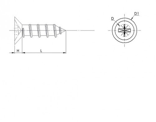 Pozidrive countersunk-head tapping screw DIN 7982 M2.9 X n°4 X 13mm Stainless steel A2