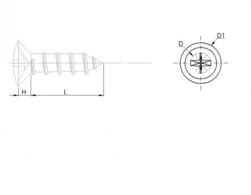 Pozidrive countersunk head tapping screw DIN 7983 M4.8 X n°10 x 32mm Stainless steel A2