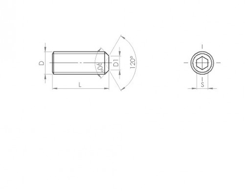 Hexagonal socket head cap screw DIN 916 M8 X 1.25 X 10mm Stainless steel A2