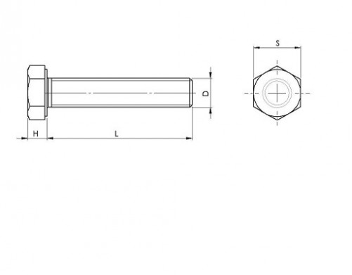 Fully threaded hexagon head screw DIN 933 M5 X 0.80 X 20mm stainless steel A2