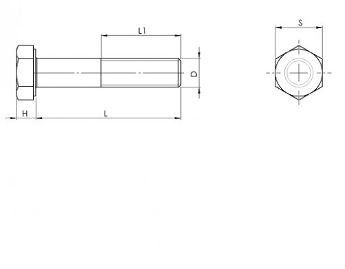 Partially threaded hexagonal head screw DIN 931 M5 X 0.80 X 25mm Stainless steel A2