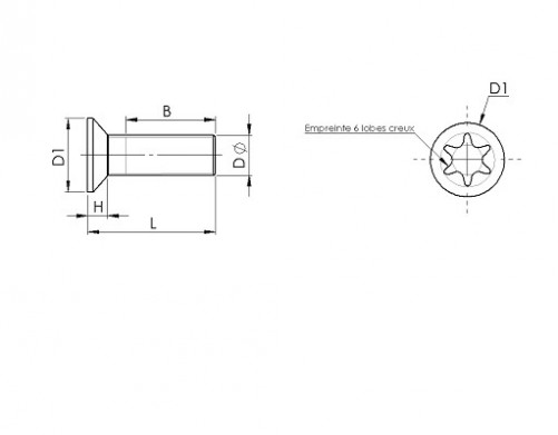 Countersunk head metal screws 6 internal lobes ISO 7046 M4 X 0.70 X 16mm Stainless steel A4