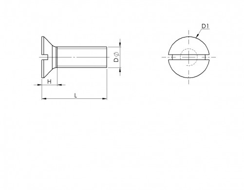 Slotted countersunk metal screws DIN 963 M6 X 1.00 X 60mm Stainless steel A4