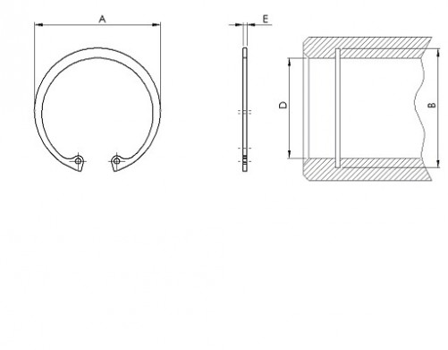 Internal circlips DIN 472 13mm stainless steel 1.4122