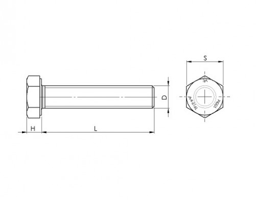 Fully threaded hexagonal head screw ISO 4017 M16 X 2.00 X 60mm stainless steel 316L BUMAX 109