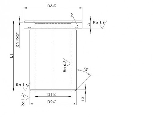 Drill bush with long collar DIN 172 4.4mm steel