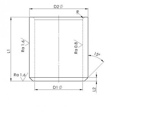 Flangeless drill bush long series DIN 179 5mm steel