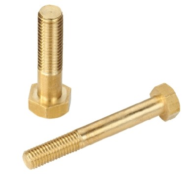 Partially threaded hexagonal head screw DIN 931 M10 X 1.50 X 40mm brass
