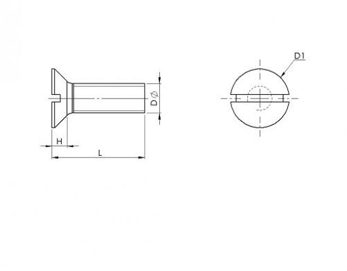 ISO 2009 M6 x 100 x 25mm nylon slotted countersunk head screw