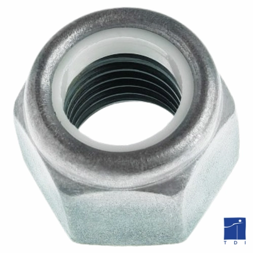 Safety nut with plastic collar DIN 985 M8 X 1.25 steel cl.l8l zinc-plated white