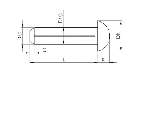 Round-headed spline point ISO 8746 4mm X 6mm mild steel XC10