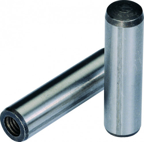 Hardened cylindrical pin with threaded hole DIN 7979D 14mm X 120mm steel