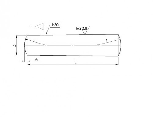 Taper position pin ground, hardened DIN 1A 6mm X 70mm steel
