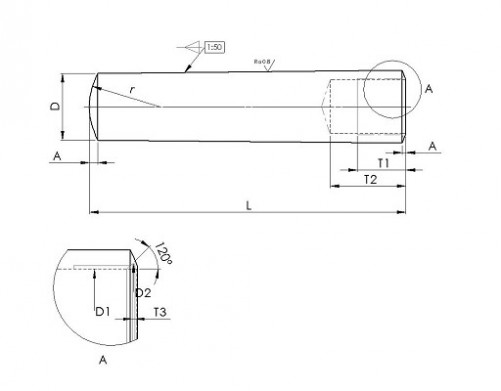 Taper position pin ground, hardened with threaded hole DIN 7978A 6mm X 16mm steel