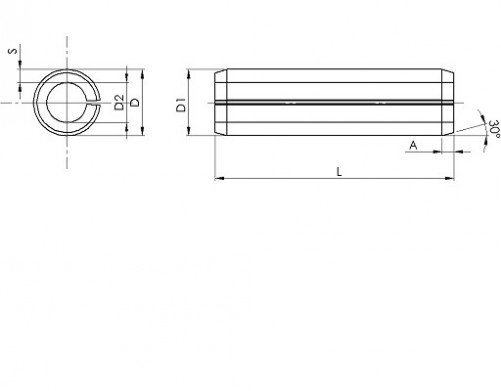 Hollow cylindrical pin, thick series DIN 1481 4.5mm X 26mm steel