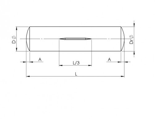 Grooved pin with central groove on third of length ISO 8742 3mm X 12mm steel S250