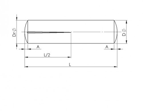 Grooved pin with progressive groove on half of length (knock-out) ISO 8745 8mm X 50mm steel S250
