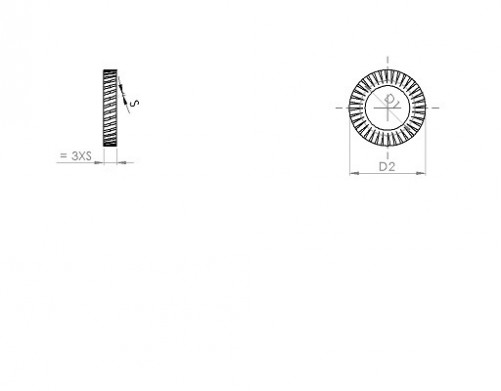 Flat washer with overlapping external teeth NFE 27624 22mm steel XC60 white zinc-plated
