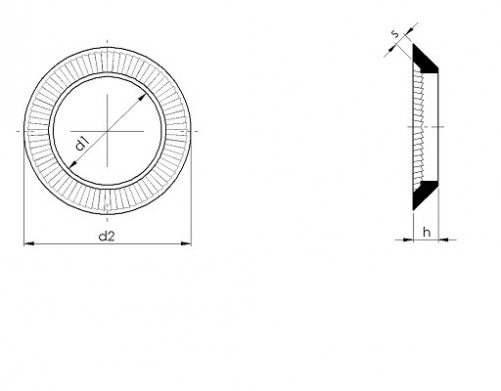 Conical washer with double notch 18mm black hardened spring steel