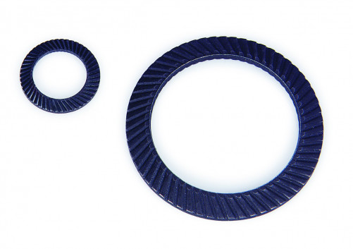 Conical washer with double notch 18mm black hardened spring steel