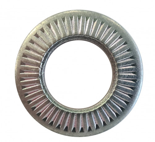 Grooved conical lock washer symbol CS narrow NFE 25511 6mm zinc plated steel passivated CONTACT® symbol