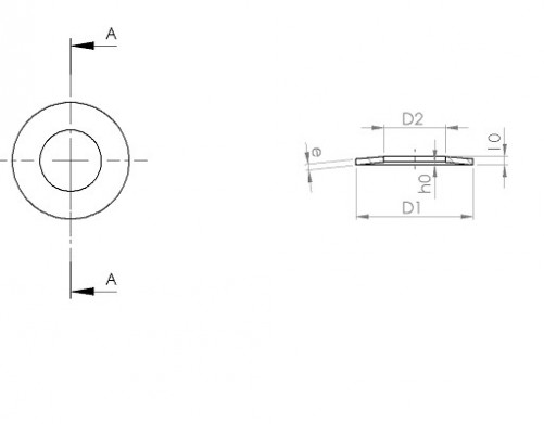 Dynamic spring washer for wedges DIN 2093 45mm X 22.4mm X 1.75mm stainless steel