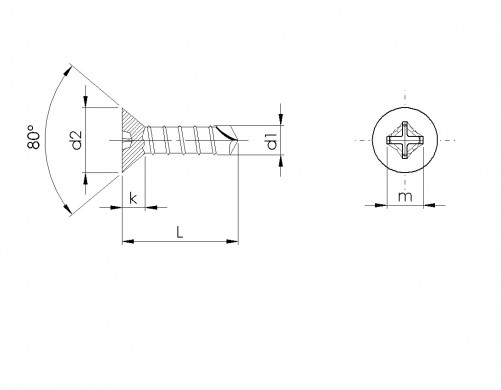Self-drilling Phillips countersunk head tapping screw DIN 7504P M4.8 X 32mm case-hardened steel white zinc plated