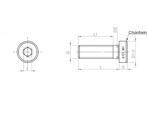 Hexagon socket head cap screw M4 X 0.70 X 30mm cl.10.9 HOLO-KROME®