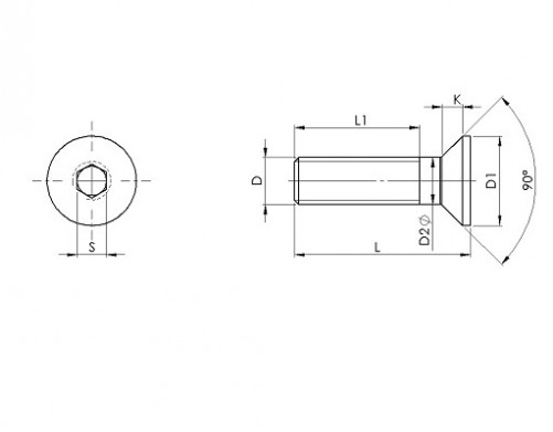 Hexagon socket countersunk head screw DIN 7991 M10 X 1.50 X 180mm cl.10.9