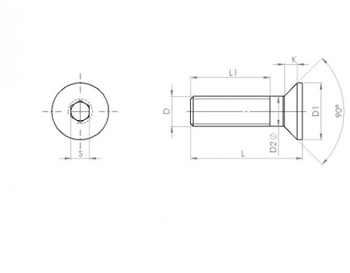 Hexagon socket countersunk head screw ISO 10642 M10 X 1.50 X 16mm cl.12.9 HOLO-KROME®