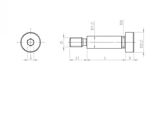 Hexagon socket head cap screw ANSI B.18.3 gr.8 shouldered body 1/2 3/8 NC-16 threads X 2