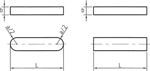 Parallel key with round ends DIN 6885 A 9mm X 70mm X 14mm steel C45K