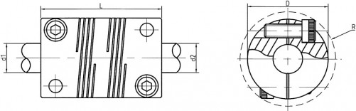Reinforced flexible coupling 6x8x20x30 aluminium