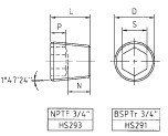 NPTF 1/2 GAS headless conical drain plug nickel-chrome alloy